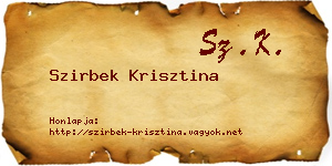Szirbek Krisztina névjegykártya